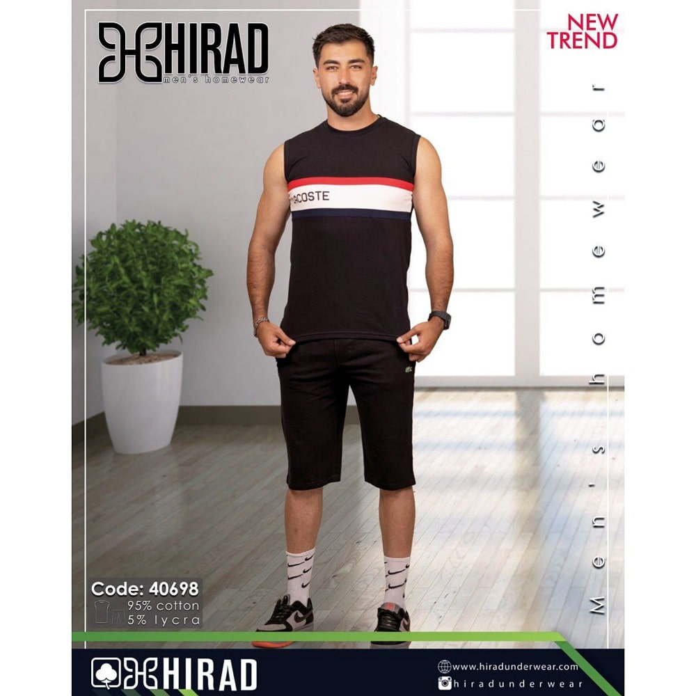 ست لباس راحتی مردانه هیراد مدل حلقه ای و شلوارک کد 40698