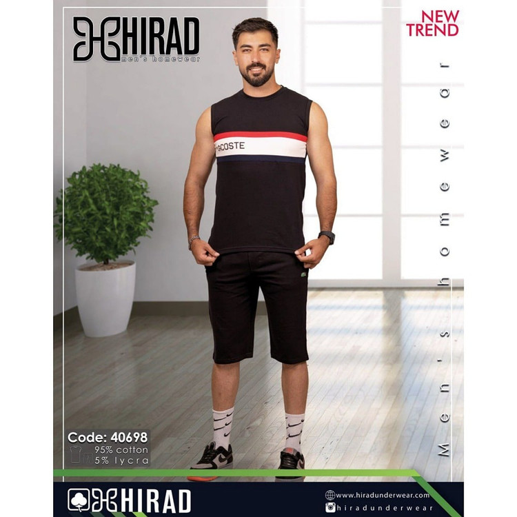 ست لباس راحتی مردانه هیراد مدل حلقه ای و شلوارک کد 40698