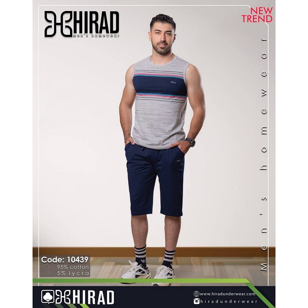 ست لباس راحتی مردانه هیراد مدل حلقه ای و شلوارک کد 10439