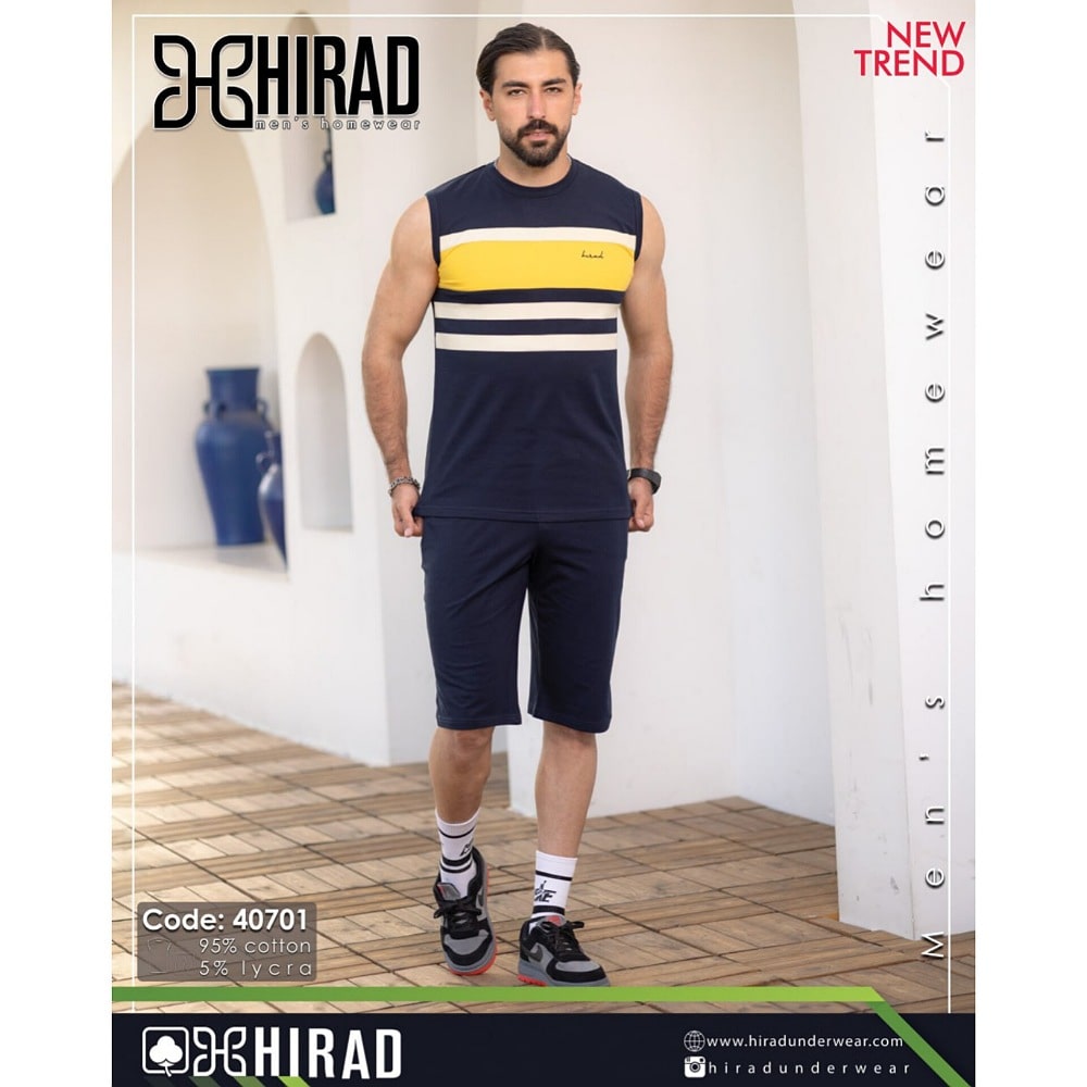 ست لباس راحتی مردانه هیراد مدل حلقه ای و شلوارک کد 40701