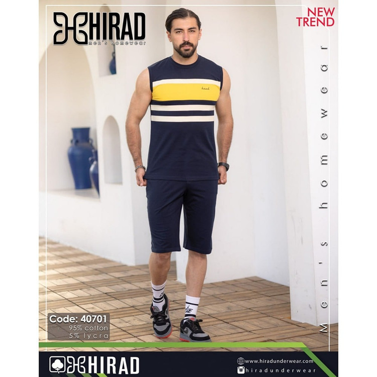 ست لباس راحتی مردانه هیراد مدل حلقه ای و شلوارک کد 40701