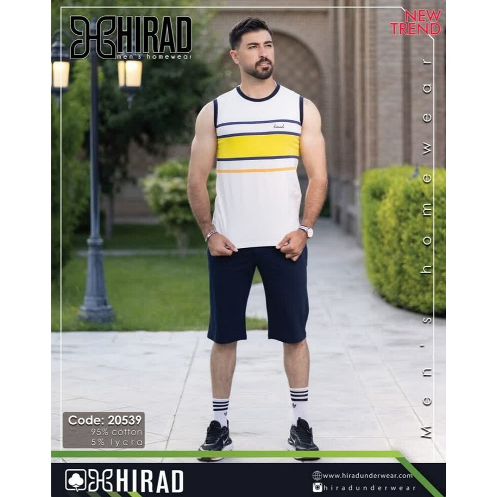 ست لباس راحتی مردانه هیراد مدل حلقه ای و شلوارک کد 20539