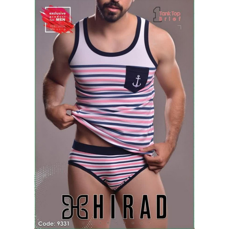 ست لباس زیر مردانه هیراد مدل رکابی با شورت اسلیپ کد 9331