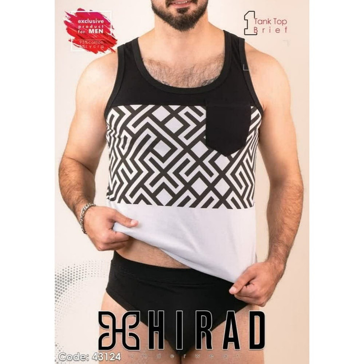 ست لباس زیر مردانه هیراد مدل رکابی با شورت اسلیپ کد 43124