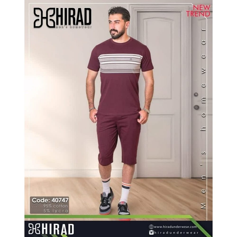 ست لباس راحتی مردانه هیراد مدل تیشرت و شلوارک کد 40747