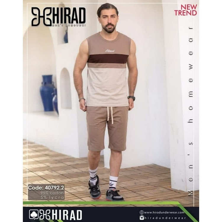ست لباس راحتی مردانه هیراد مدل حلقه ای و شلوارک کد 40792