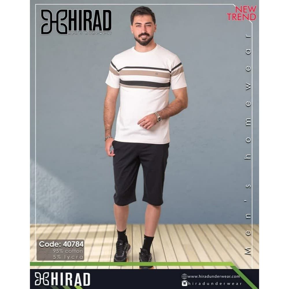 ست لباس راحتی مردانه هيراد مدل تيشرت و شلوارک کد 40784